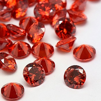 Diamond Shape Grade A Cubic Zirconia Cabochons, Faceted, Red, 2mm