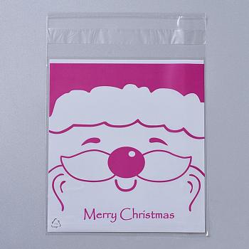 Rectangle OPP Cellophane Bags for Christmas, with Santa Claus Pattern, Red, 14x9.9cm, Unilateral Thickness: 0.035mm, Inner Measure: 11x9.9cm, about 95~100pcs/bag