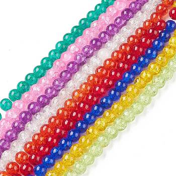Crackle Glass Beads Strands, Round, Mixed Color, 10mm, Hole: 1.3~1.6mm, about 80pcs/strand, 31.4 inch