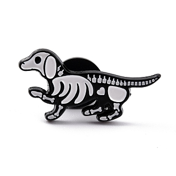 Alloy Enamel Brooches, Enamel Pin, with Clutches, Dog, Electrophoresis Black, White, 15x30x9.5mm, Pin: 1.2mm