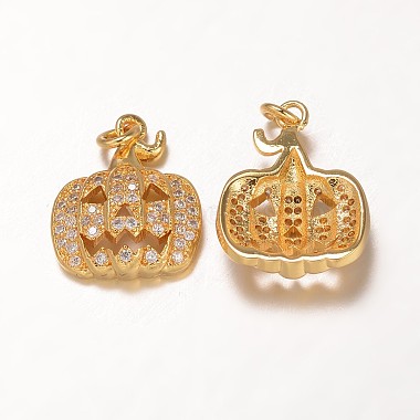 Real 18K Gold Plated Pumpkin Brass+Cubic Zirconia Pendants