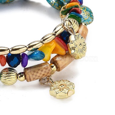 Bohemian Handwork Multi-Colored Stone Beaded Bracelet(AJEW-Z038-01C)-3