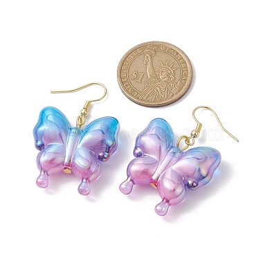 Pendientes colgantes de mariposa acrílica brillante para mujer(EJEW-JE05644)-3