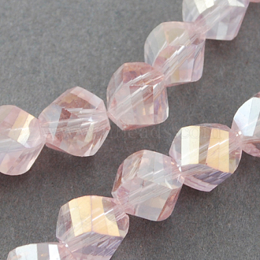 4mm PearlPink Twist Electroplate Glass Beads