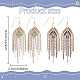2 Pairs 2 Colors Natural Pearl Beaded & Rhinestone Chains Tassel Earrings(EJEW-AN0004-23)-2