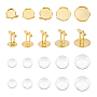 Unicraftale 10Pcs 5 Styles Brass Cuff Button, Cufflink Findings for Apparel Accessories, 10Pcs 5 Styles Transparent Glass Cabochons, Golden, 11.5~20x11.5~18x4~21.5mm, tray: 12~20mm