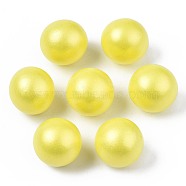 Painted Natural Wood Beads, Pearlized, No Hole/Undrilled, Round, Yellow, 15mm(WOOD-S057-071G)