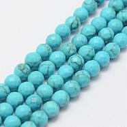 Synthetic Turquoise Bead Strands, Round, Dyed, 6mm, Hole: 1mm, about 66pcs/strand, 15.3 inch(39cm)(G-G671-6mm)