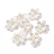 Opaque Acrylic Bead Caps, 6-Petal Flower, White, 26x23.3x5.5mm, Hole: 1.6mm(OACR-E013-10)