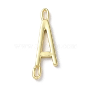 Rack Plating Brass Connector Charms, Cadmium Free & Lead Free, Long-Lasting Plated, Real 18K Gold Plated, Letter A, 22.5x7.5x1.5mm, Hole: 3x0.8mm(KK-P245-07G-A)