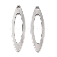 201 Stainless Steel Pendants, Horse Eye, Stainless Steel Color, 25.5x7x1.1mm, Hole: 1.5mm(STAS-K217-92A)