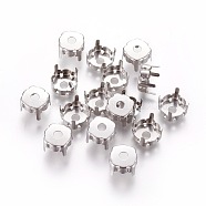 201 Stainless Steel Sew on Prong Settings, Claw Settings for SS45 Diamond Shape Rhinestone, Flat Round, Stainless Steel Color, 10.6x6.6mm, Tray: 10mm(X-STAS-L229-03B)
