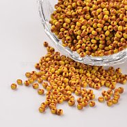 12/0 Opaque Colours Seep Glass Beads, Round Seed Beads, Yellow, 1.5~2x2mm, Hole: 0.5mm, about 22500pcs/450g(SEED-M008-C11)