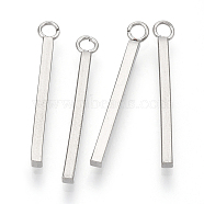 304 Stainless Steel Pendants, Bar/Stick, Stainless Steel Color, 23x1.5x1.5mm, Hole: 1.8mm(X-STAS-T047-13)