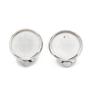 304 Stainless Steel Clip-on Earring Setting, Flat Round, Stainless Steel Color, 16x14x8mm, Hole: 3mm, Inner Diameter: 12mm(STAS-G250-01P-C)