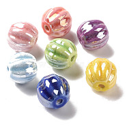 Handmade Pearlized Porcelain Beads, Pearlized, Pumpkin, Mixed Color, 13x12mm, Hole: 2mm(X-PORC-G010-01)
