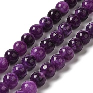 Natural Dyed Jade Beads Strands, Round, Purple, 8.5mm, Hole: 0.8mm, about 45~46pcs/strand, 14.69''~15.04''(37.3~38.2cm)(G-M402-C03-17)