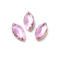 Glass Rhinestone Cabochons, Point Back & Back Plated, Faceted, Horse Eye, Light Rose, 10x5x3mm(RGLA-P037-09B-D223)
