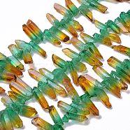 Natural Quartz Crystal Dyed Beads Strands, Nuggets, Green, 15~45x10~15x8~10mm, Hole: 1mm, about 36~37pcs/strand, 32.5~33cm(G-I345-02A)