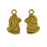 Tibetan Style Alloy Pendant, Christmas Santa Claus, Cadmium Free & Nickel Free & Lead Free, Antique Golden, 22x13x3mm, Hole: 2.5mm(TIBEP-GC157-AG-NR)