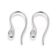 304 Stainless Steel Earring Hooks, with Horizontal Loop, Stainless Steel Color, 22x12x1mm, Hole: 3.5x2mm, 18 Gauge, Pin: 1mm(STAS-I100-23P)