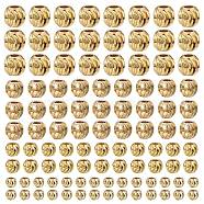 Rack Plating and Vacuum Plating Brass Corrugated Round Spacer Beads Set, Golden, 3~6mm, Hole: 1~2mm, 20Pcs/Size(KK-LS0001-10C-G)