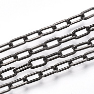 Unwelded Iron Paperclip Chains, Flat Oval, Drawn Elongated Cable Chains, with Spool, Gunmetal, 10x5x1mm, about 82.02 Feet(25m)/roll(CH-S125-02E-B)