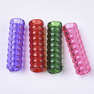 Transparent Acrylic European Beads, Dyed, Large Hole Beads, Tube, Mixed Color, 24x7mm, Hole: 5mm(X-TACR-T015-029)