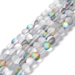Synthetic Moonstone Beads Strands, Frosted, Round, WhiteSmoke, 10mm, Hole: 1mm, about 38~40pcs/strand, 14.96''~15.16''(38~38.5cm)(G-E573-01C-14)
