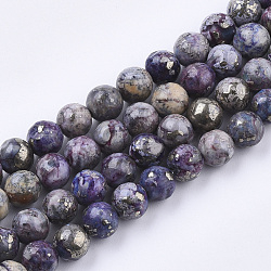 Assembled Natural Bronzite and Synthetic Turquoise Beads Strands, Dyed, Round, Dark Orchid, 6~6.5mm, Hole: 0.9mm, about 67~68pcs/strand, 15.7 inch(G-S329-085C-6mm)