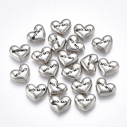 Mother's Day Theme, Alloy Enamel Cabochons, Fit Floating Locket Charms, Heart with Word Momo, Black, Platinum, 6x7.5x2mm(PALLOY-T054-141)