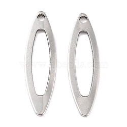 201 Stainless Steel Pendants, Horse Eye, Stainless Steel Color, 25.5x7x1.1mm, Hole: 1.5mm(STAS-K217-92A)