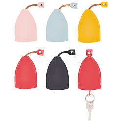 CRASPIRE 5Pcs 5 Colors Creative Pull Out Key Sleeve, Cartoon PU Leather Protective Car Key Case Keychain, with Waxed Cord, Mixed Color, 18.3~26.2cm, 1pc/color(KEYC-CP0001-06)