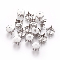 Stainless Steel Sew on Prong Settings, Claw Settings for SS45 Diamond Shape Rhinestone, Flat Round, Stainless Steel Color, 10.6x6.6mm, Tray: 10mm(X-STAS-L229-03B)