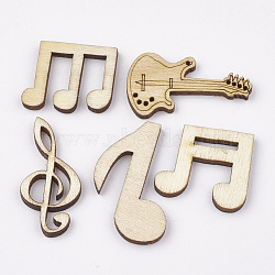 Unfinished Wooden Cabochons, Laser Cut Wood Shapes, Musical Note, PapayaWhip, 20~30x14~21x3mm(WOOD-T011-12)