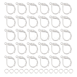 40Pcs 201 Stainless Steel Leverback Earrings Findings, with Horizontal Loops and 60pcs 304 Stainless Steel Open Jump Rings, Stainless Steel Color, 15x10x1.5mm, Hole: 1.5mm(STAS-UN0041-84)