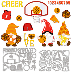 Basketball Theme Carbon Steel Cutting Dies Stencils, for DIY Scrapbooking, Photo Album, Decorative Embossing Paper Card, Stainless Steel Color, Gnome, 140~153x97~106x0.8mm, 2pcs/set(DIY-WH0309-1389)