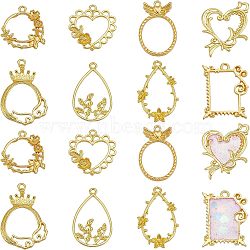 32Pcs 8 Style Alloy Open Back Bezel Pendants, for DIY UV Resin, Epoxy Resin, Pressed Flower Jewelry, Mixed Shapes, Golden, 4pcs/style(PALLOY-OC0002-86)