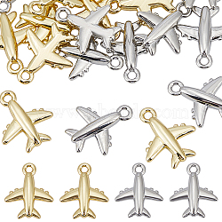 20Pcs 2 Colors Brass Pendants, Plane Charms, Lead Free & Cadmium Free, Long-Lasting Plated, Platinum & Golden, 12x10.5x2.5mm, Hole: 1.2mm, 10pcs/color(KK-DR0001-50)