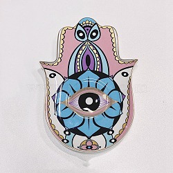 Porcelain Cup Mats, Hamsa Hand Shape Evil Eye Pattern Coaster, Colorful, 165x115x15mm(PW22111456353)
