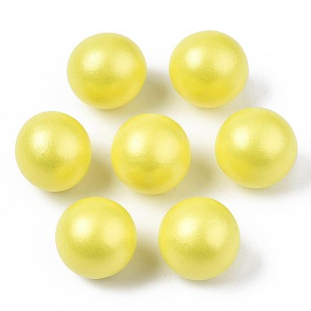Painted Natural Wood Beads, Pearlized, No Hole/Undrilled, Round, Yellow, 15mm