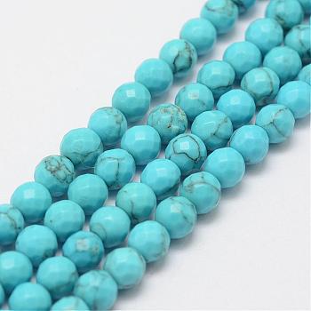 Synthetic Turquoise Bead Strands, Round, Dyed, 6mm, Hole: 1mm, about 66pcs/strand, 15.3 inch(39cm)