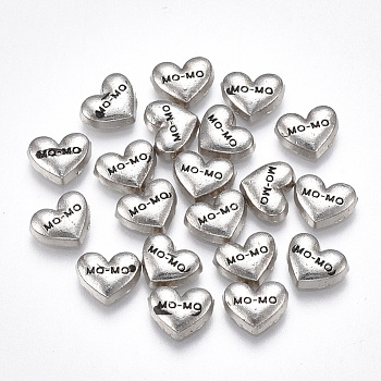 Mother's Day Theme, Alloy Enamel Cabochons, Fit Floating Locket Charms, Heart with Word Momo, Black, Platinum, 6x7.5x2mm