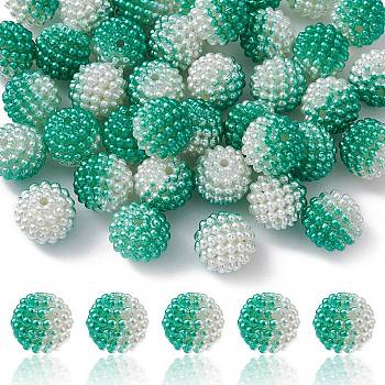 Imitation Pearl Acrylic Beads, Berry Beads, Combined Beads, Round, Medium Turquoise, 12mm, Hole: 1mm