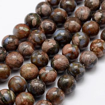 Natural Glaucophane Beads Strands, Round, 10mm, Hole: 1mm, about 38pcs/strand, 14.5 inch