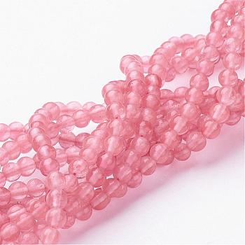 Cherry Quartz Glass Beads Strands, Round, Salmon, 4mm, Hole: 0.8mm, about 95pcs/strand, 16 inch