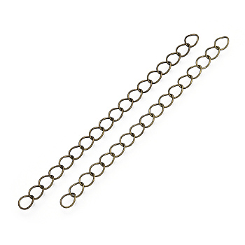 Iron Chain Extender, Curb Chains, Nickel Free, Antique Bronze, 70mm, Link: 5~5.5x3.5~4x0.5mm