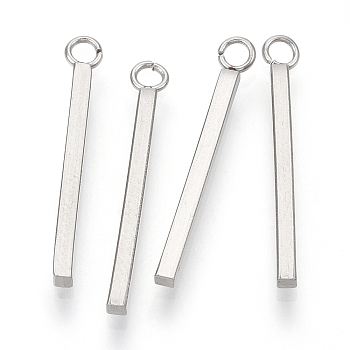 304 Stainless Steel Pendants, Bar/Stick, Stainless Steel Color, 23x1.5x1.5mm, Hole: 1.8mm