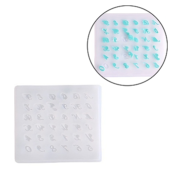 Silicone Pendant Molds, Resin Casting Molds, For UV Resin, Epoxy Resin Jewelry Making, Number & Letter, White, 80x90x4mm