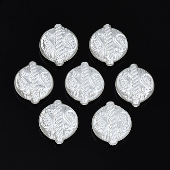 ABS Plastic Imitation Pearl Beads, Flat Round, Creamy White, 18x16x6mm, Hole: 1.4mm, about 516pcs/500g